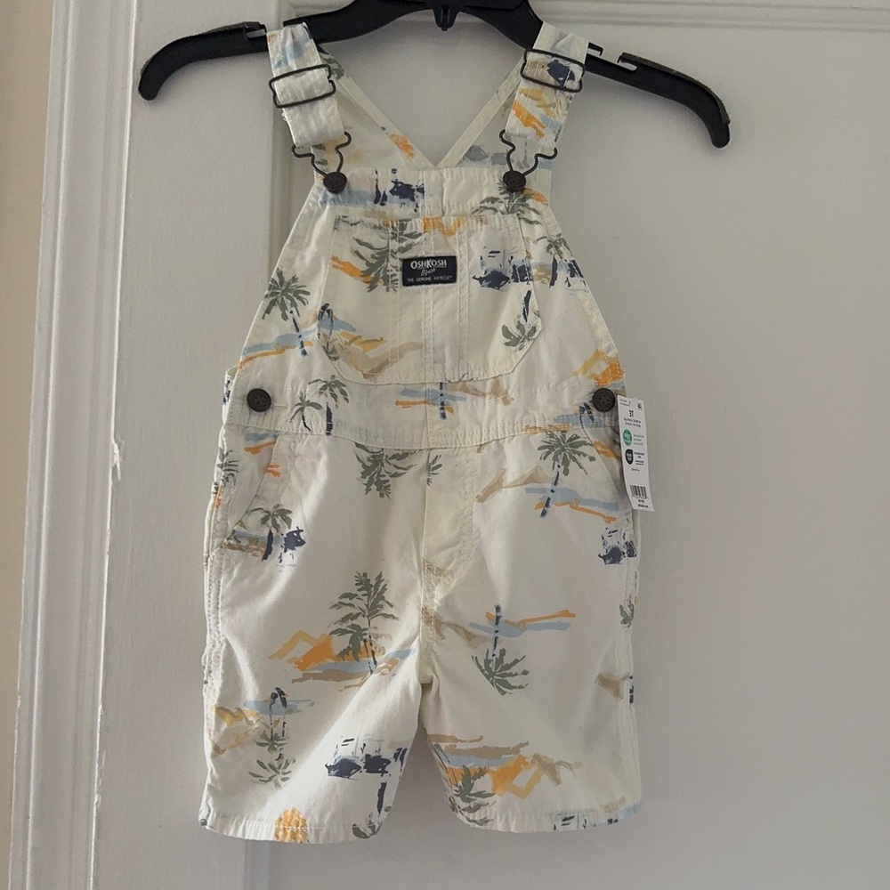 OshKosh B'gosh Kids Overalls - Cream with Tropical Print